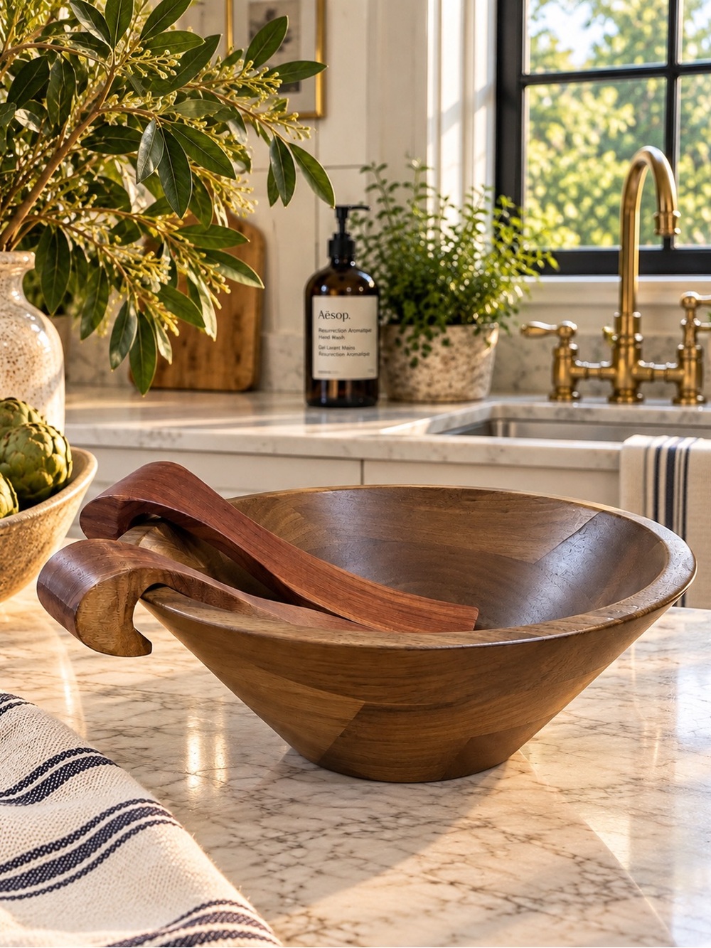 Vintage 10” Walnut Salad Bowl & Hook Servers | The Original Walnut Bowl Factory